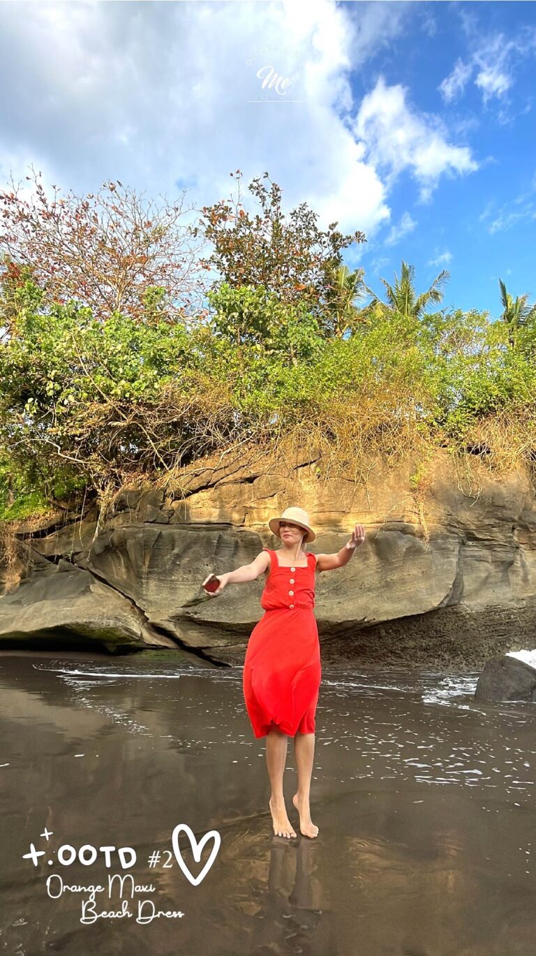 OOTD Ke Pantai - Orange Maxi Dress