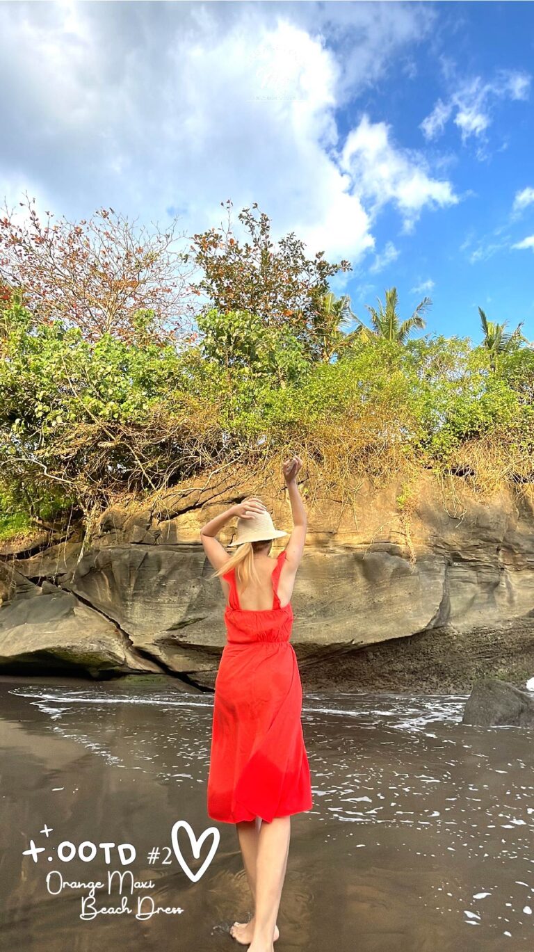 OOTD Ke Pantai - Orange Maxi Dress