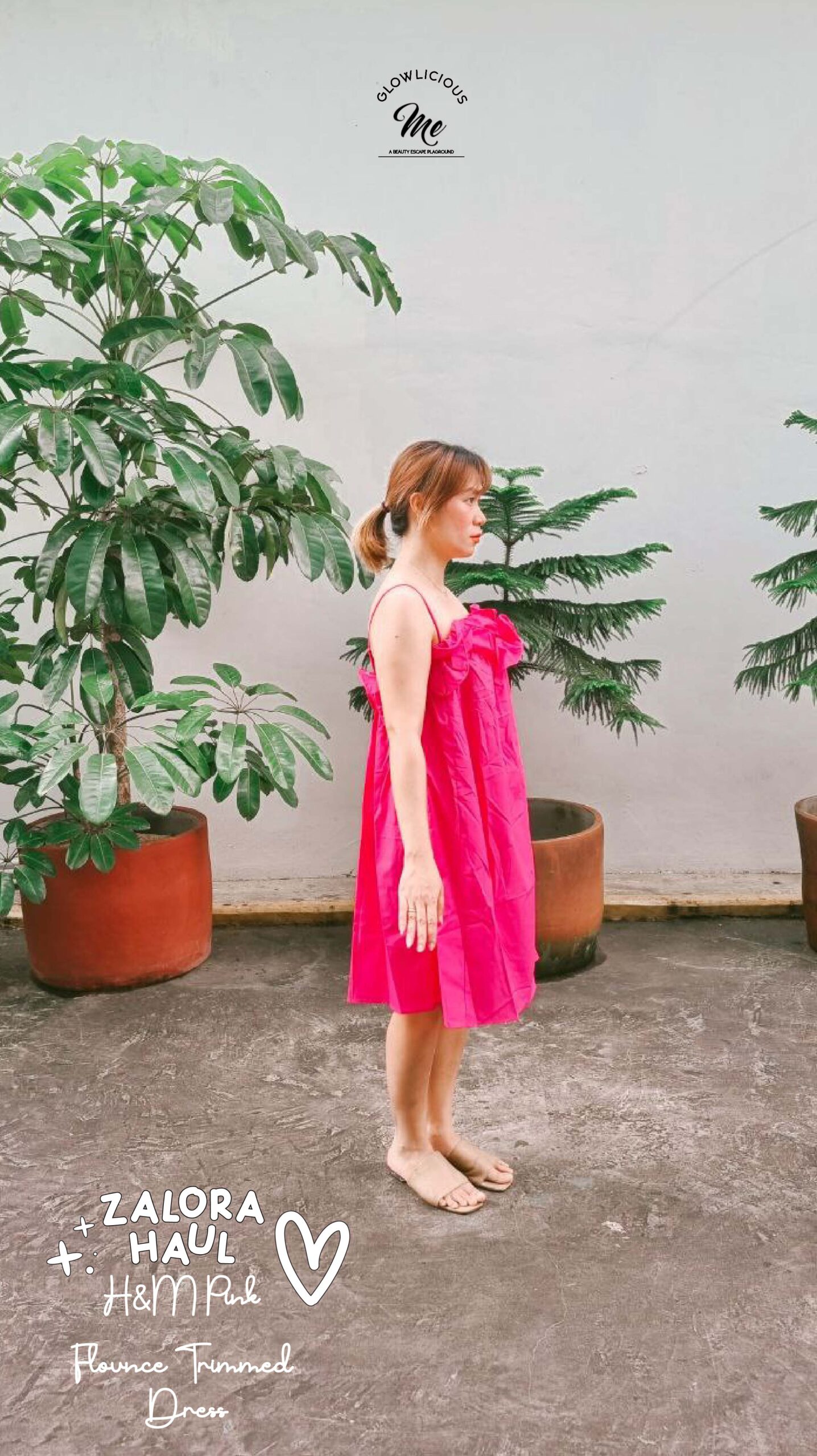 H&M Pink Flounce - Trimmed Dress 